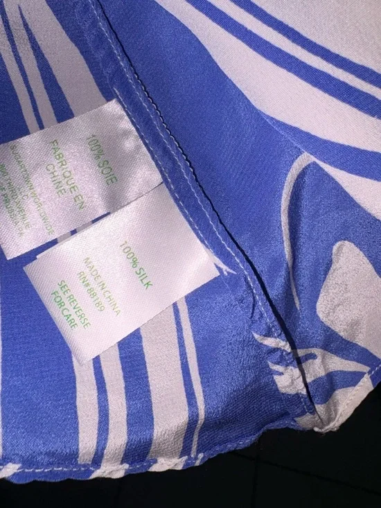 Lilly Pulitzer Malie Silk Top Blue White Tropical Silk Tank Top - Picture 4 of 4